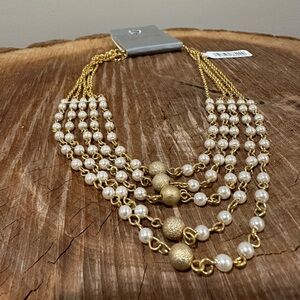 Gold & Ivory Multi-Strand Pearl Necklace - Women Jewelry